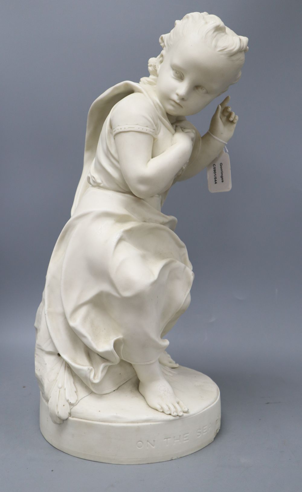 A 19th century Copeland parian ware figure On the Seashore, after Joseph Durham, height 47cm